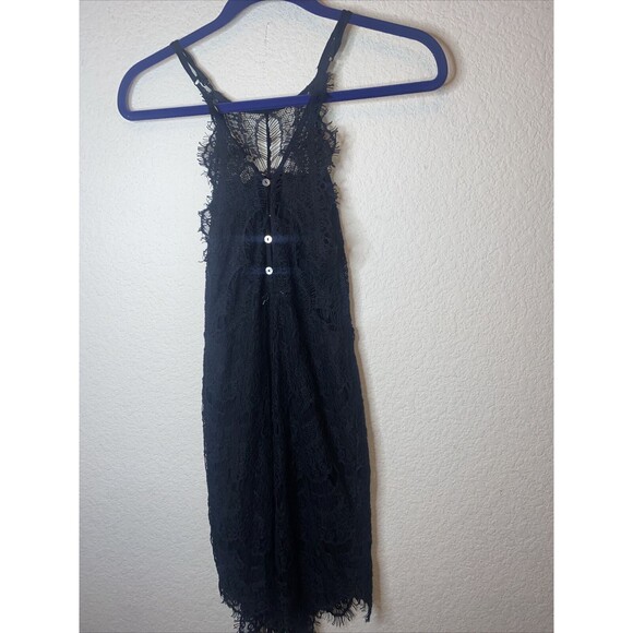 Free People Intimately Black dress Lace Sexy Crochet XS HOCO fairy goth - Picture 2 of 13